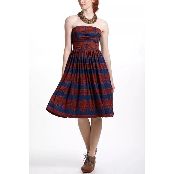 Anthropologie Girls From Savoy Oxidized Medallions Dress Size XS - Picture 1 of 10